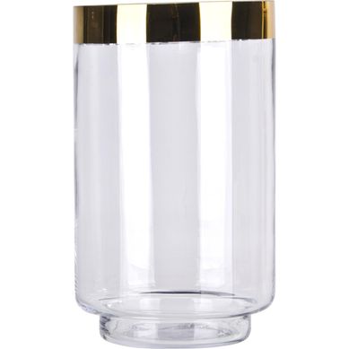 Portavela de vidrio borde dorado 23 cm