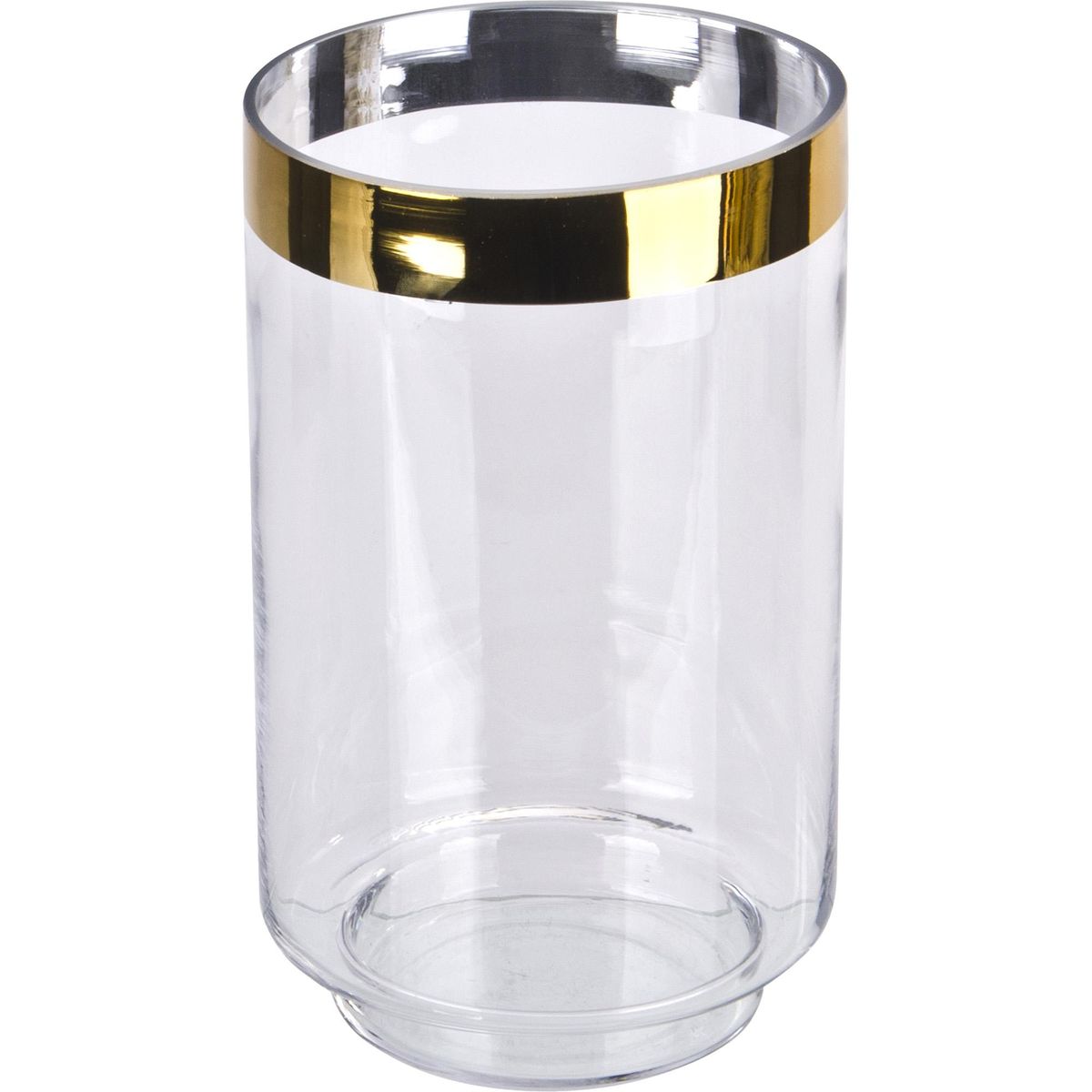 JUST HOME COLLECTION - Portavela de vidrio borde dorado 23 cm