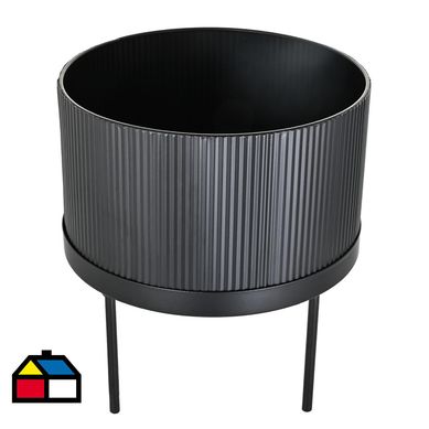 Portavela de metal 19 cm color negro