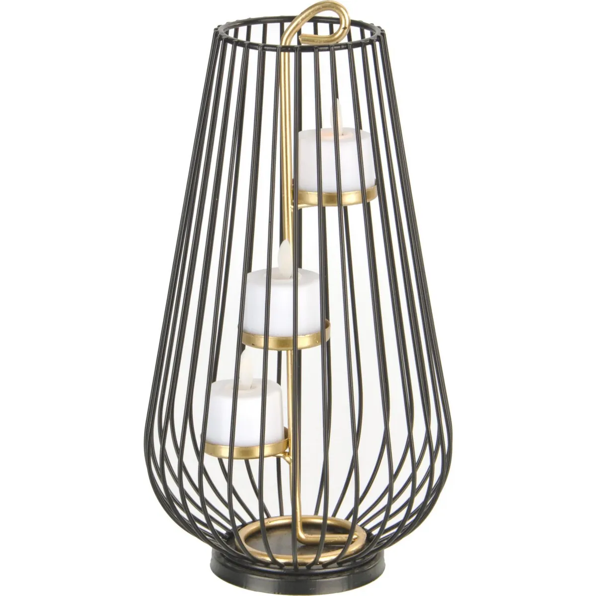 JUST HOME COLLECTION - Porta tealight de metal 26 cm color negro y dorado
