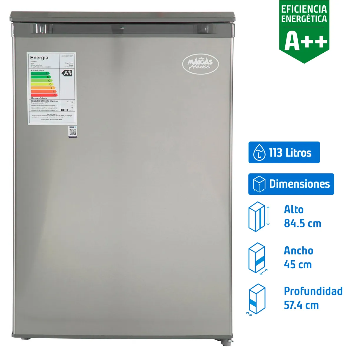 MAIGAS - Frigobar Litros Inox HS-147R