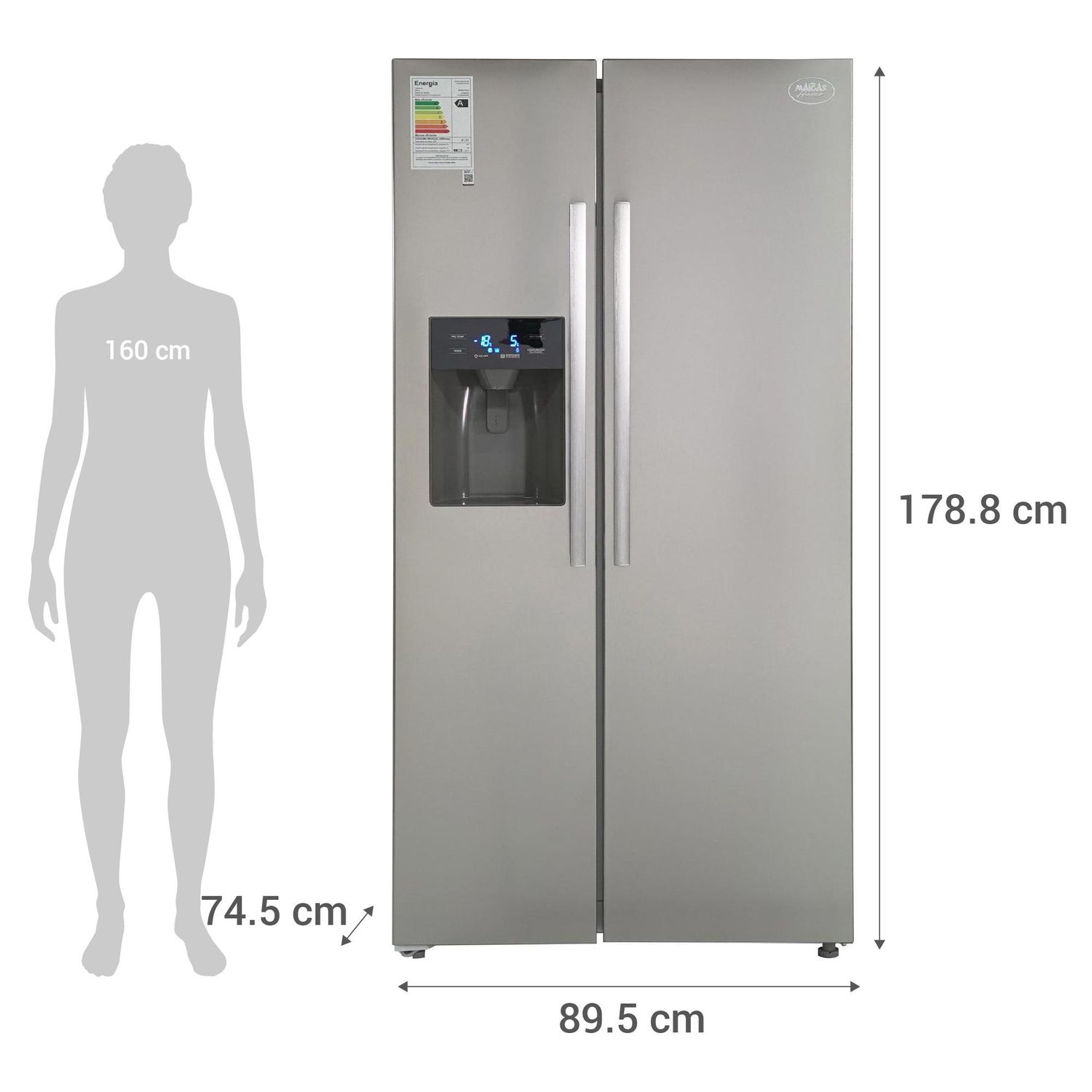 MAIGAS Refrigerador Side by Side No Frost 504 Litros Inox HC-660W