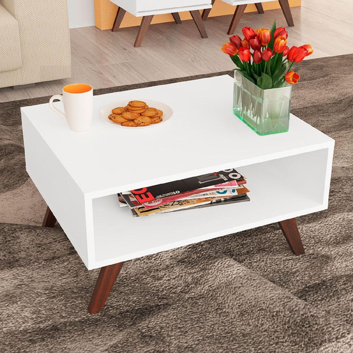 HOGA - Mesa de centro blanco 35x50x60 cm