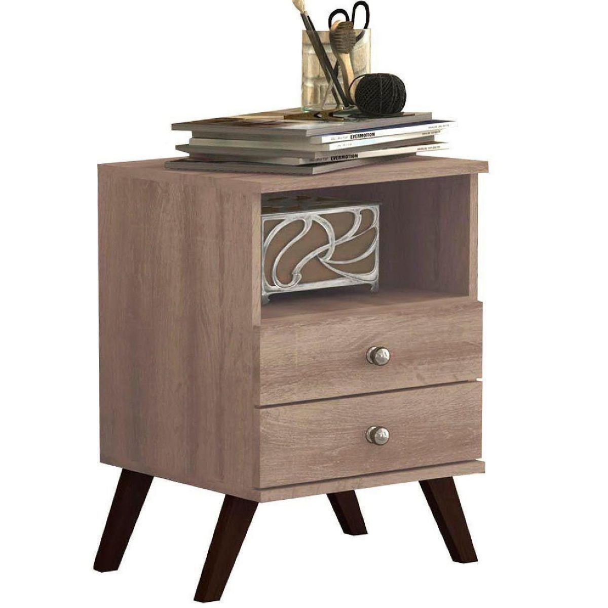 HOGA - Velador 2 Cajón(es) Retro 38x61x62 cm Café