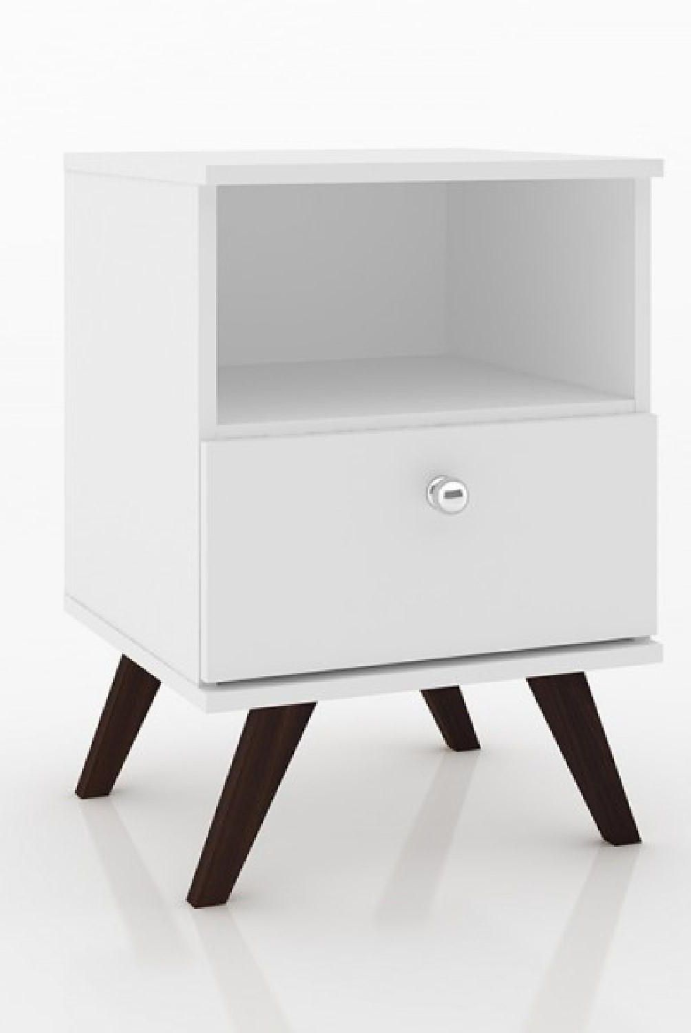 HOGA - Velador 1 Cajón(es) Retro 40x58x38 cm Blanco