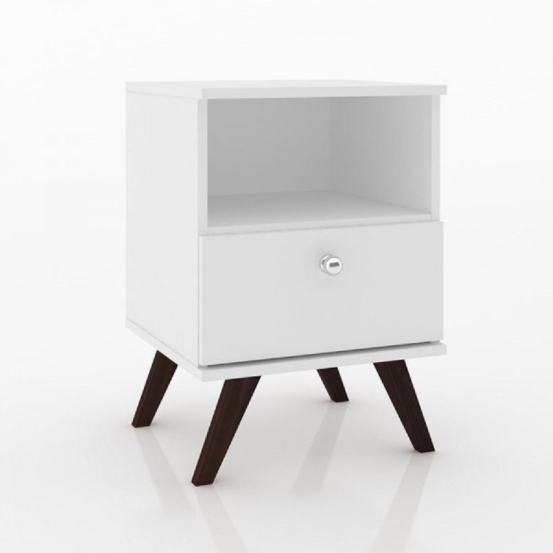 HOGA - Velador 1 Cajón(es) Retro 40x58x38 cm Blanco