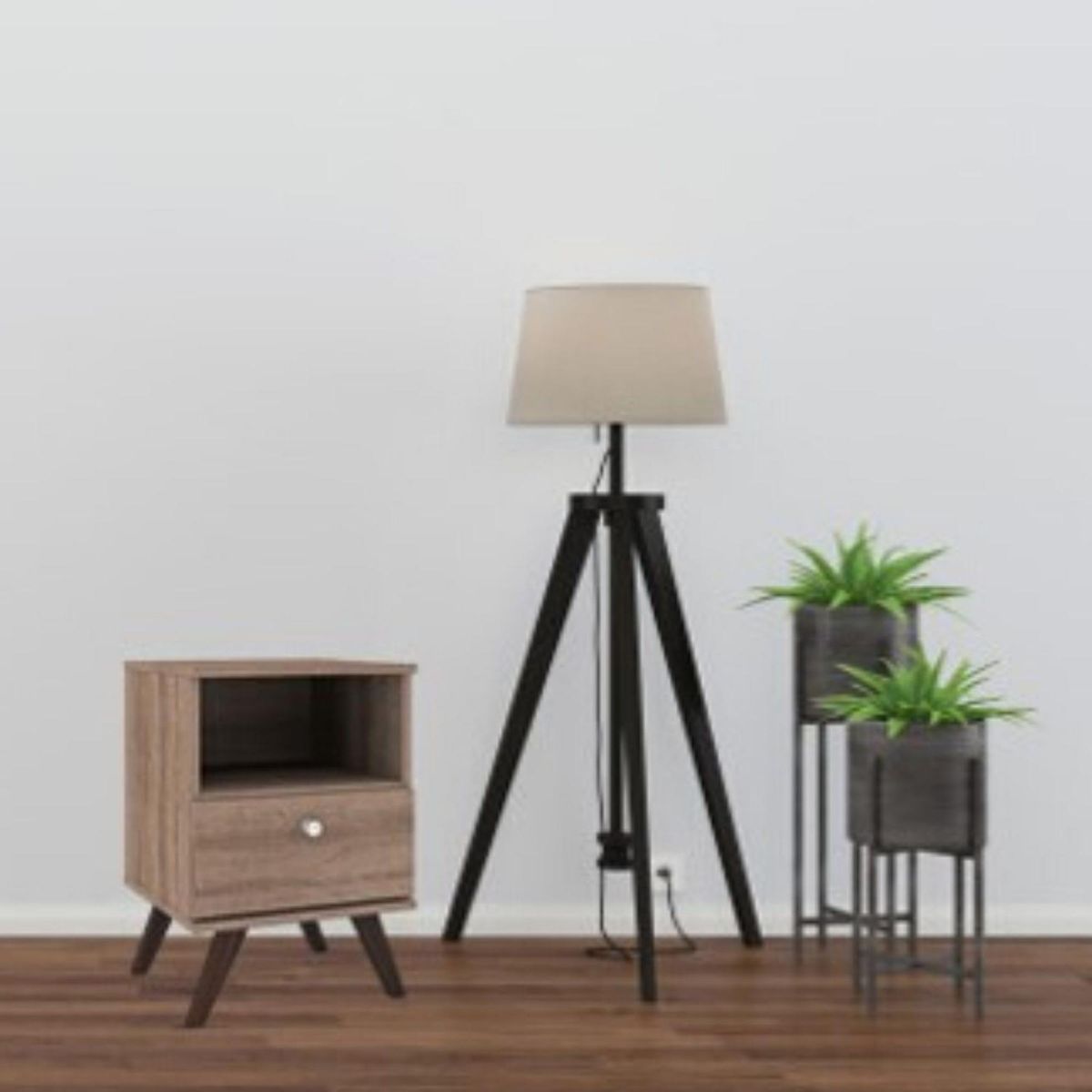 HOGA - Velador 1 Cajón(es) Retro 40x58x38 cm Café