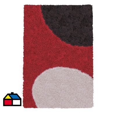 Alfombra shaggy Roma crculos 133x180 cm rojo.