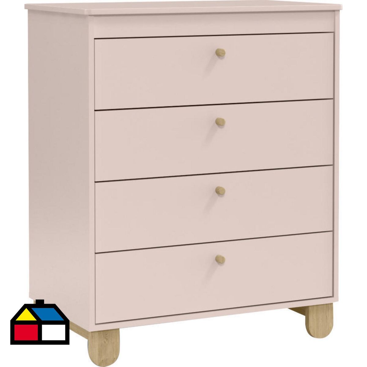 KIDSCOOL - Cómoda 4 Cajón(es) Zupi 77x93x46 cm Rosado