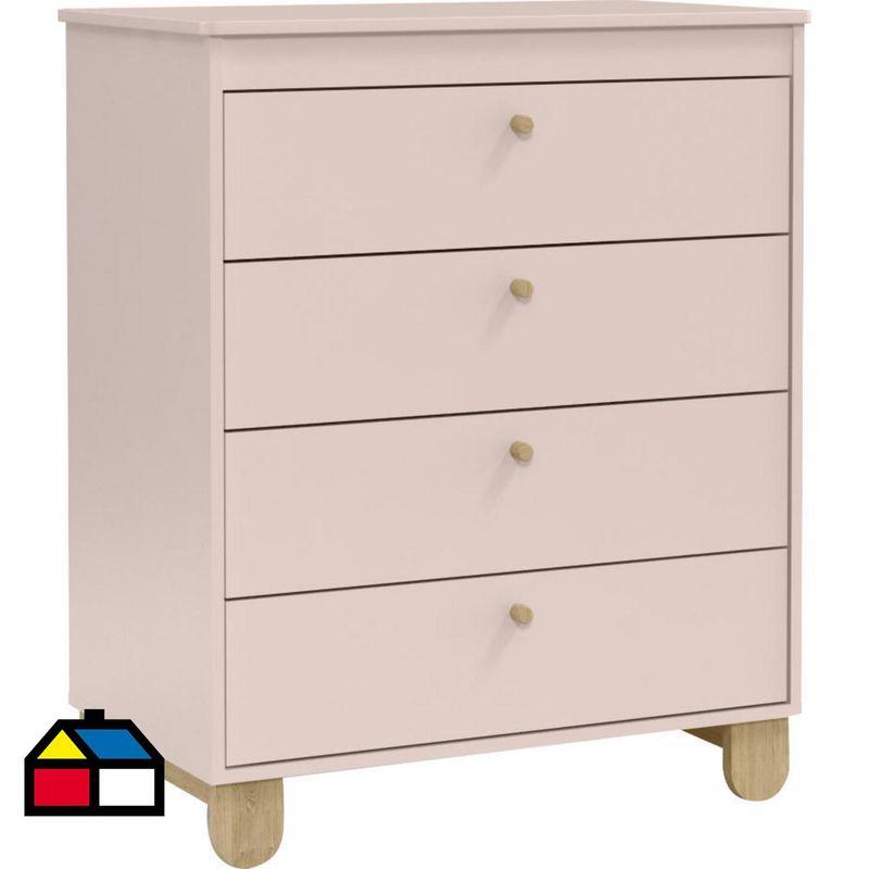 KIDSCOOL - Cómoda 4 Cajón(es) Zupi 77x93x46 cm Rosado