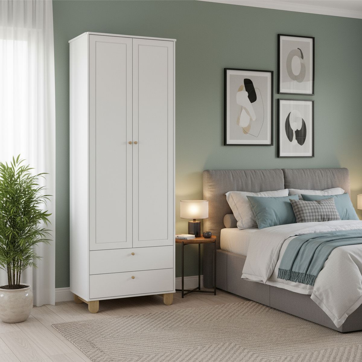 KIDSCOOL - Clóset 2 Puerta(s) 2 Cajón(es) 3 Repisa(s) 77x218x46 cm Blanco