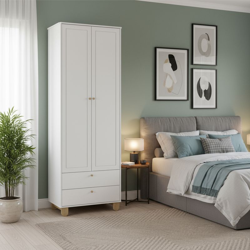 KIDSCOOL - Clóset 2 Puerta(s) 2 Cajón(es) 3 Repisa(s) 77x218x46 cm Blanco