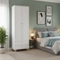 KIDSCOOL - Clóset 2 Puerta(s) 2 Cajón(es) 3 Repisa(s) 77x218x46 cm Blanco