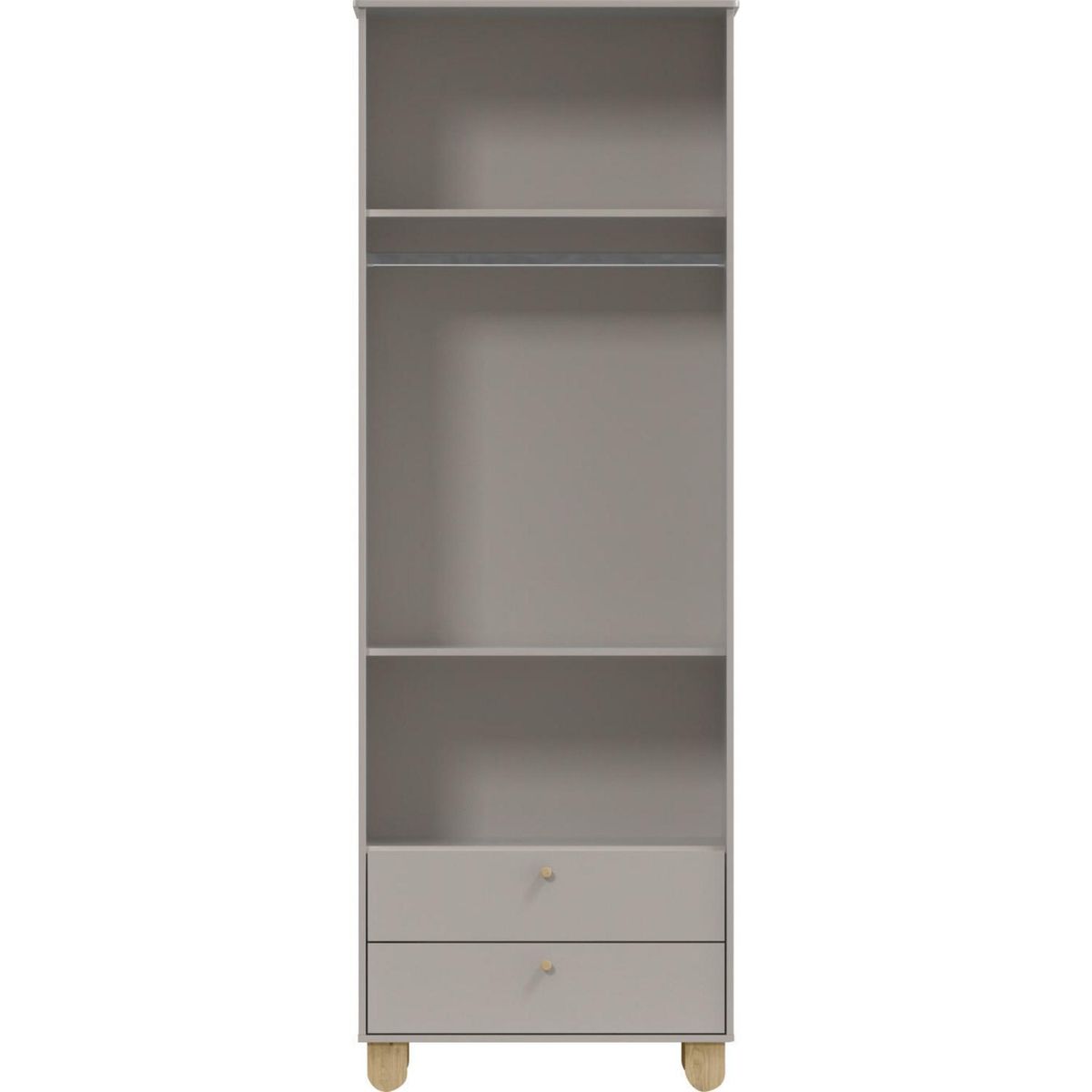 KIDSCOOL - Clóset 2 Puerta(s) 2 Cajón(es) 3 Repisa(s) 77x218x46 cm Gris