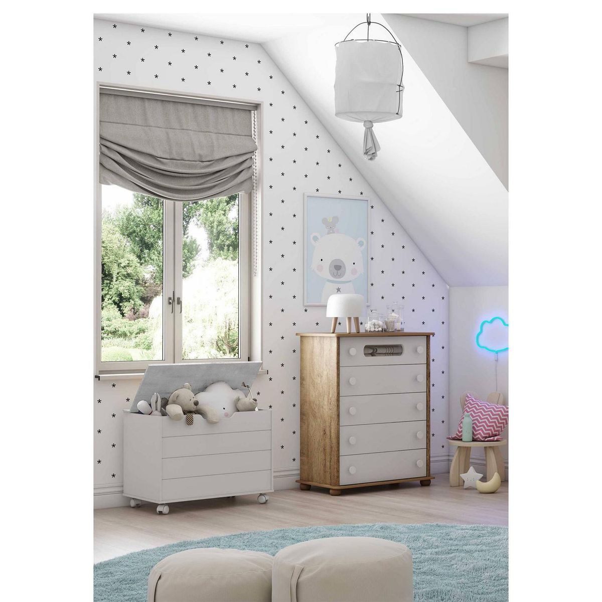 KIDSCOOL - Baúl 70x51x43 cm 15 l Blanco