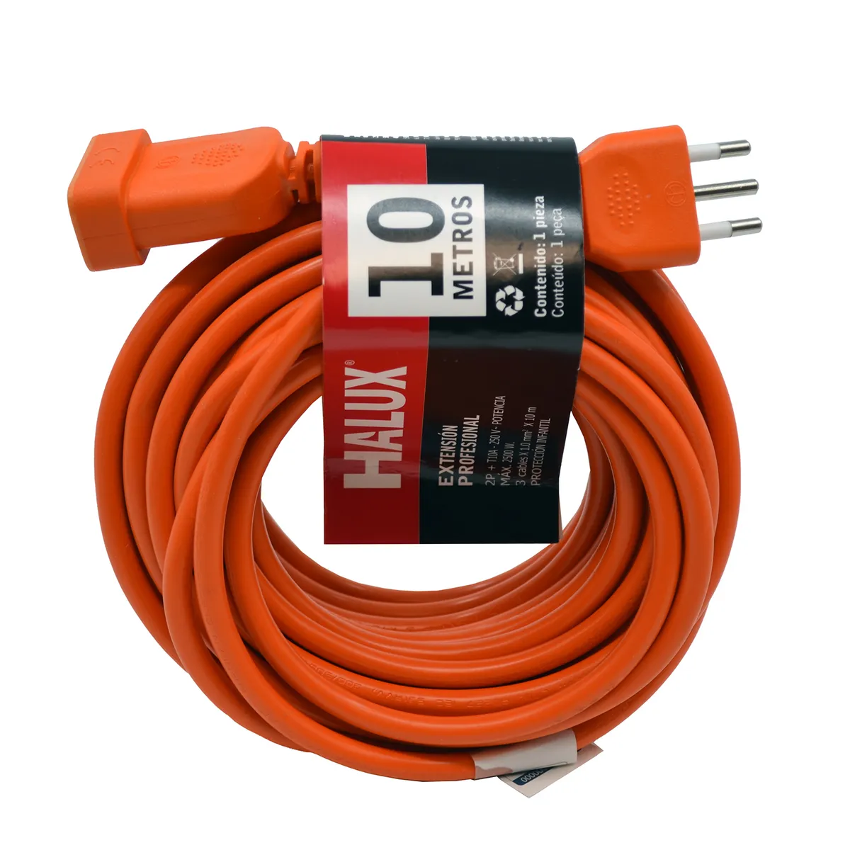HALUX - Extensión Eléctrica 1 Toma(s) 10 m Naranja