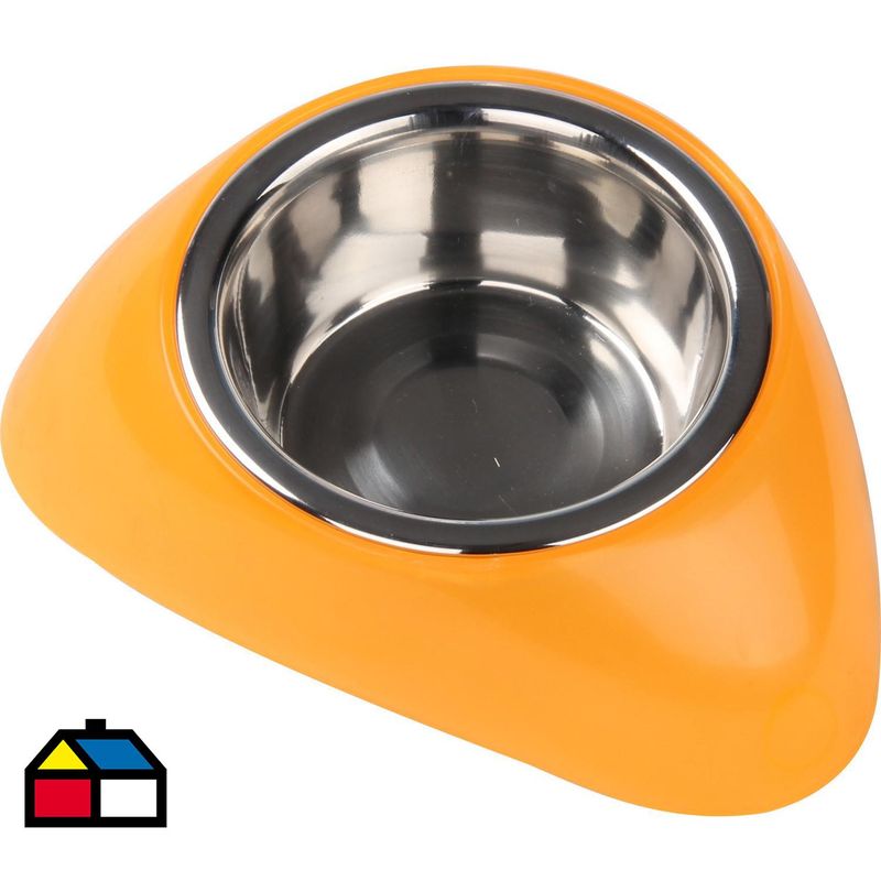 PAWISE - Plato para mascota 350 ml acero inoxidable naranjo