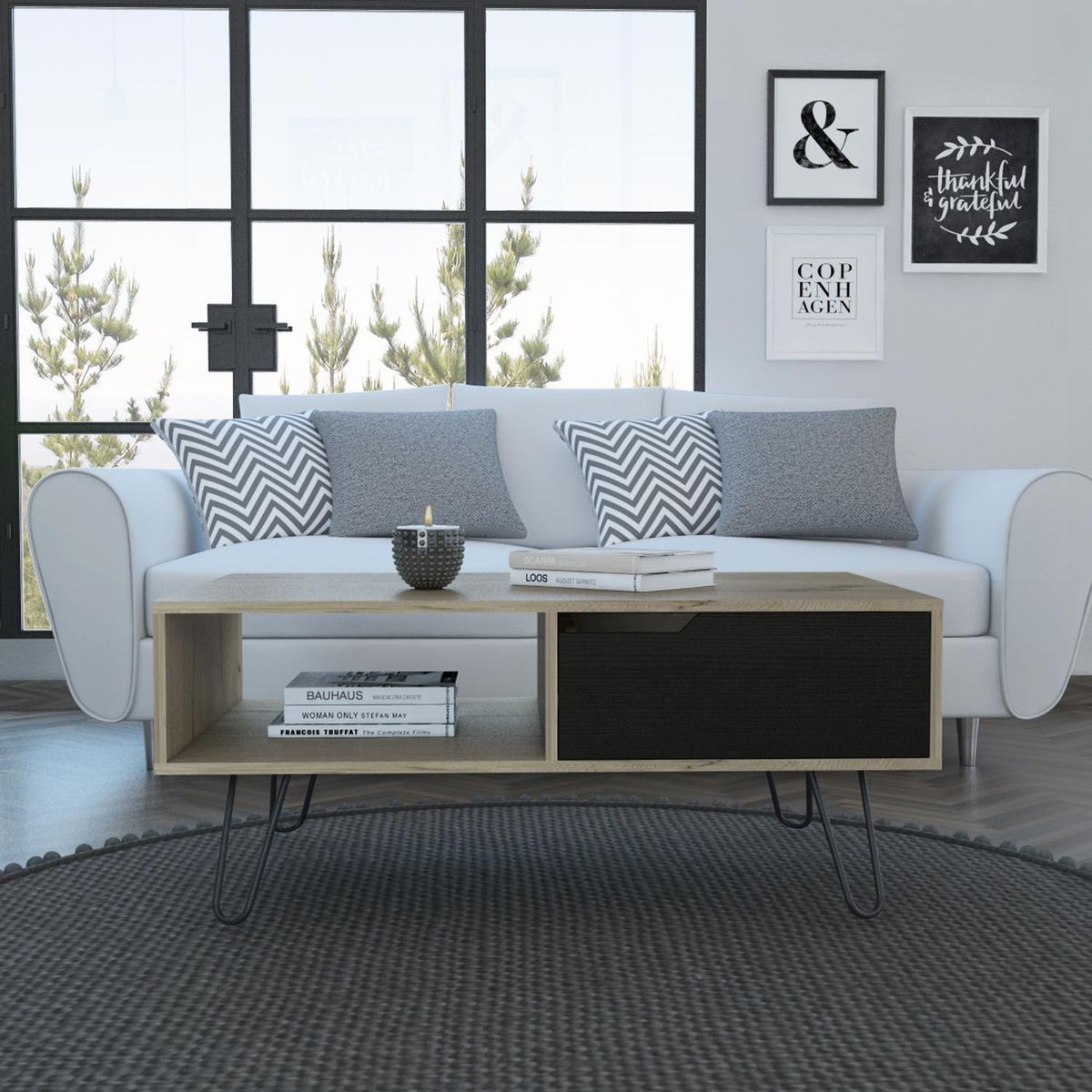 TUHOME - Mesa de centro 60x100,6x42 cm wengue