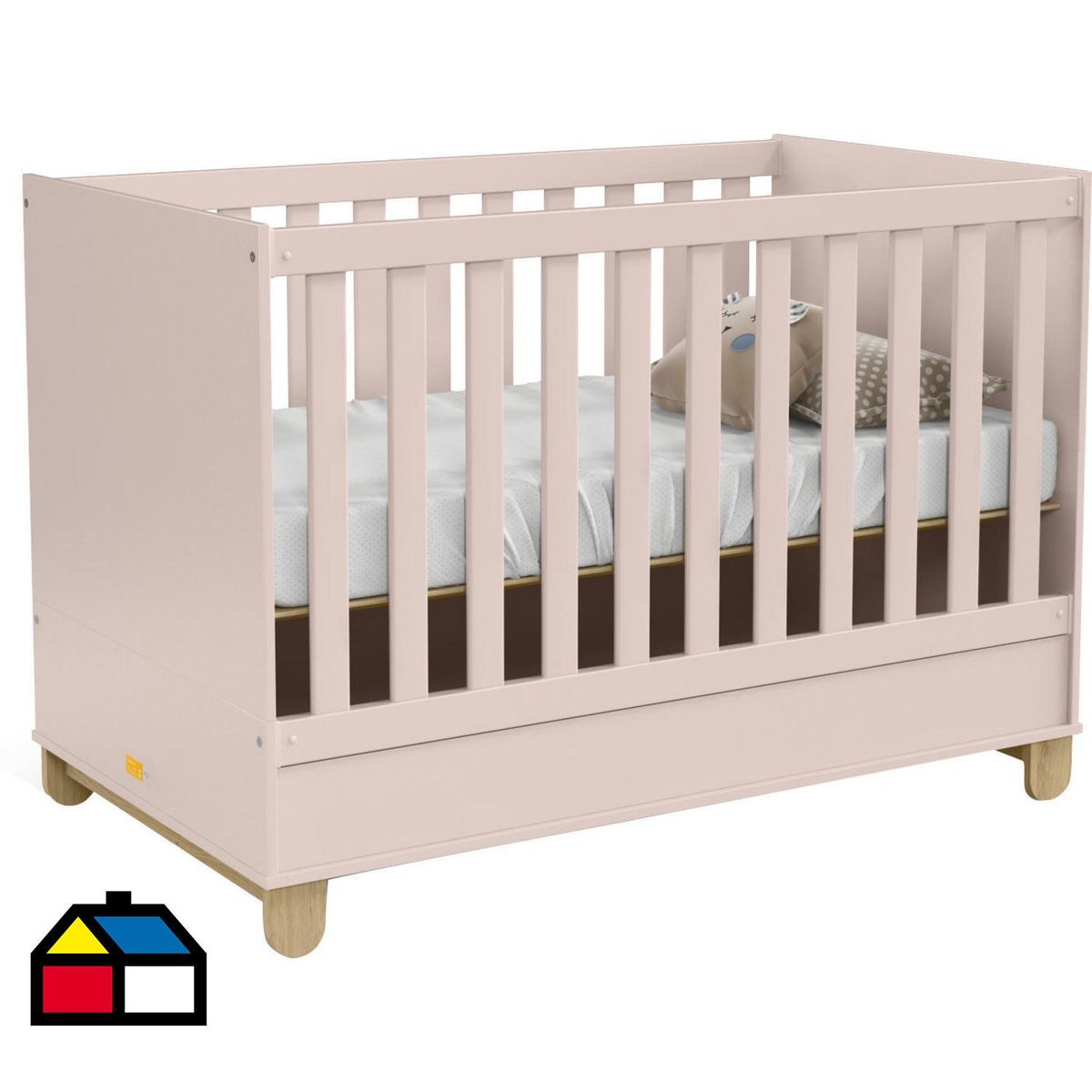 KIDSCOOL - Cuna 134x94x77 cm rosada