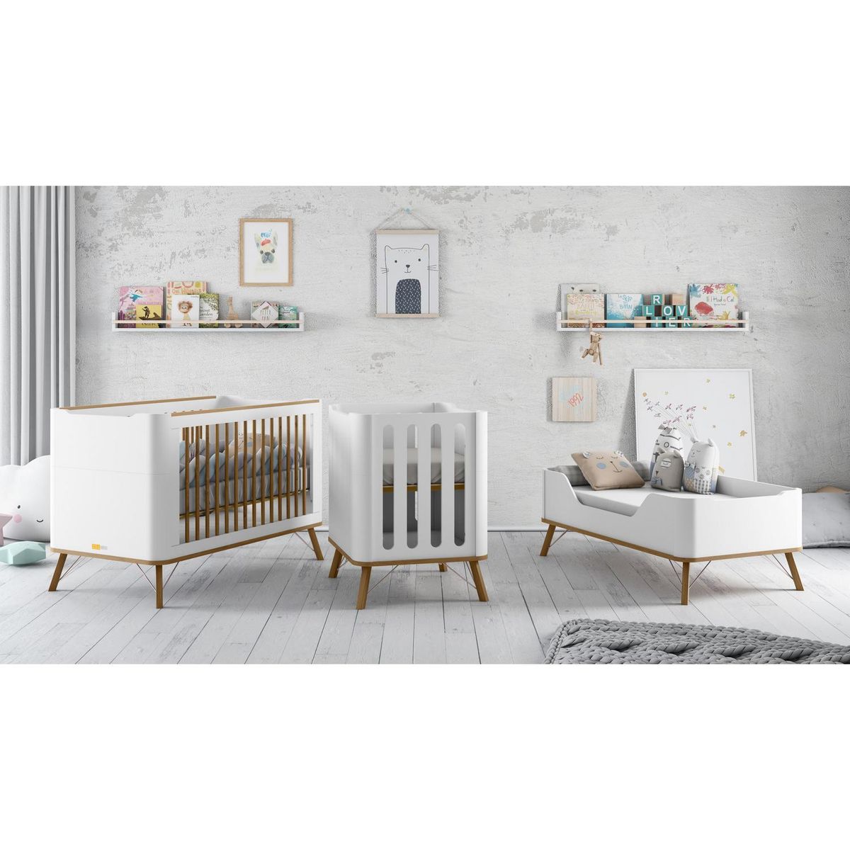 KIDSCOOL - Cuna 135,5x93,5x76,5 cm blanca