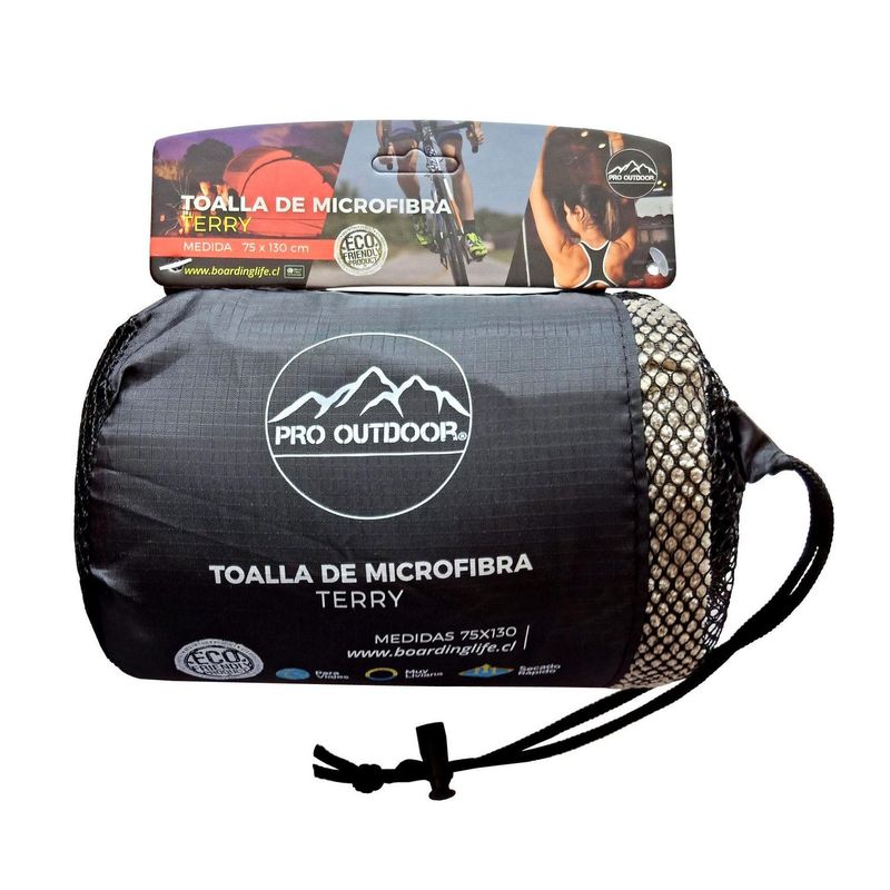 PRO OUTDOOR - Toalla Deportiva  400 gr Microfibra 60x120 cm Gris