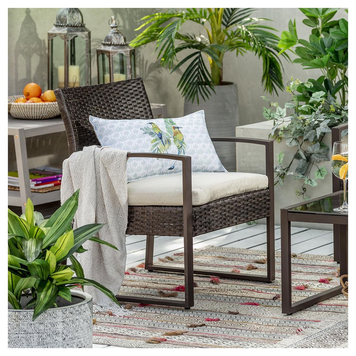 ATMOSPHERA HOME - Cojín colibrí sobre palmas 55x30 cm