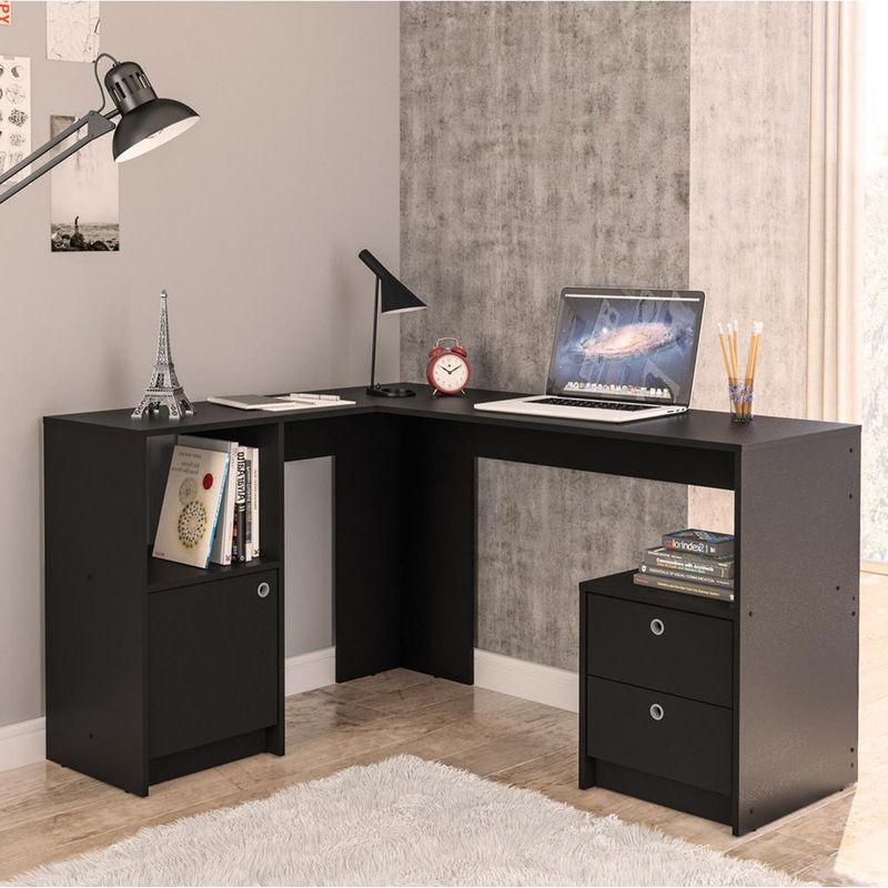 VEKKAHOME - Escritorio 135x75,5x112,5 cm negro