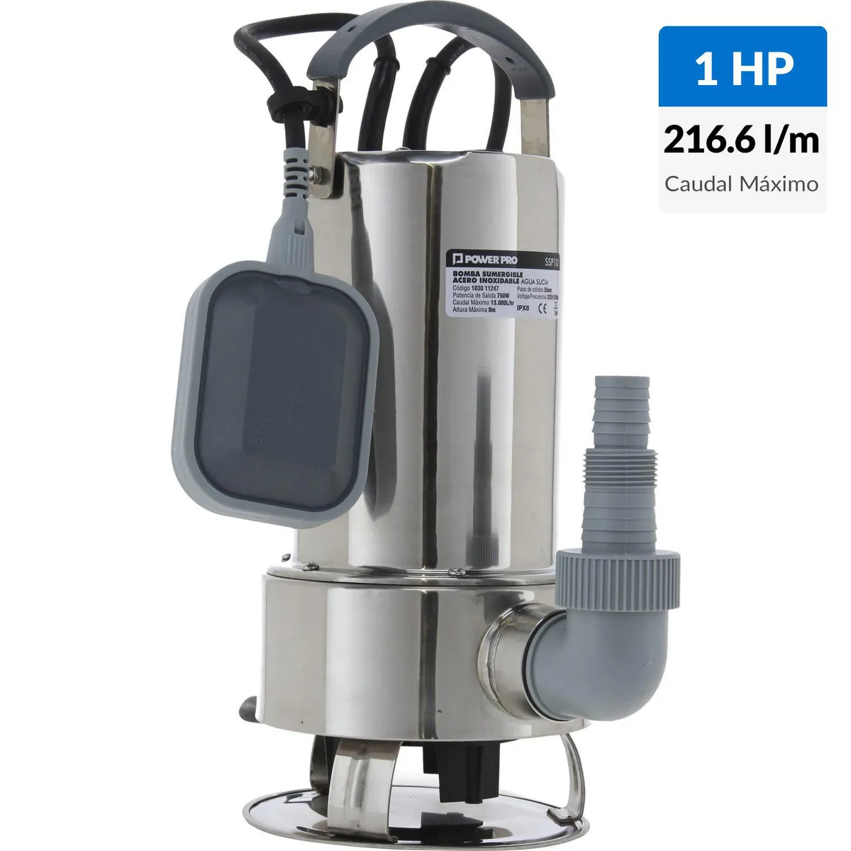 BERCATTI - Electrobomba sumergible 1 HP agua sucia