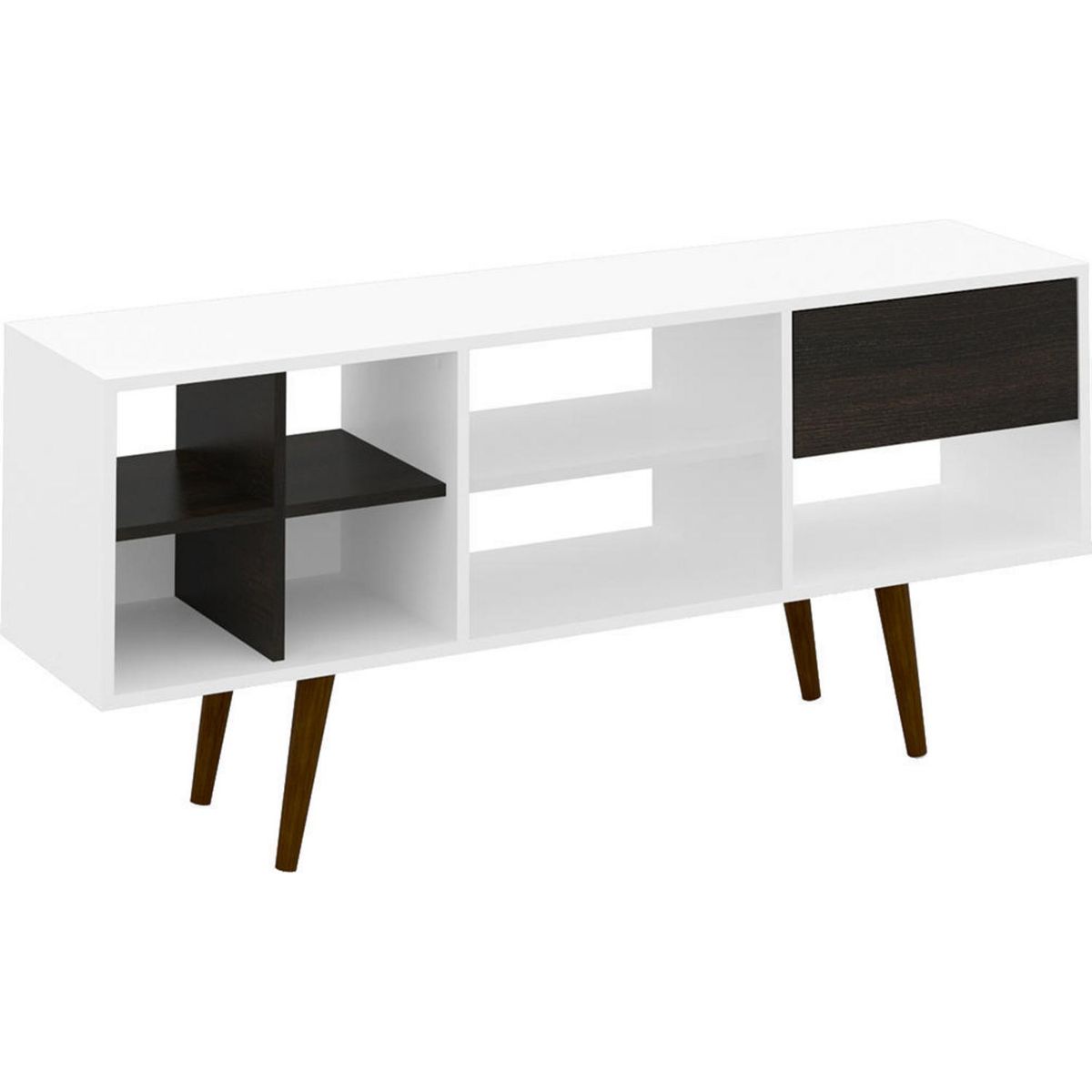 TECNOMOBILI - Rack de TV 55 " 136x33x60 Blanco/tabaco