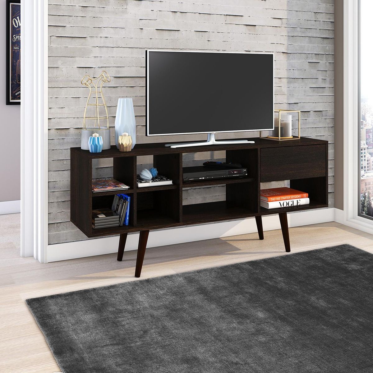 TECNOMOBILI - Rack de TV 55 " 136x33x59,5 Tabaco