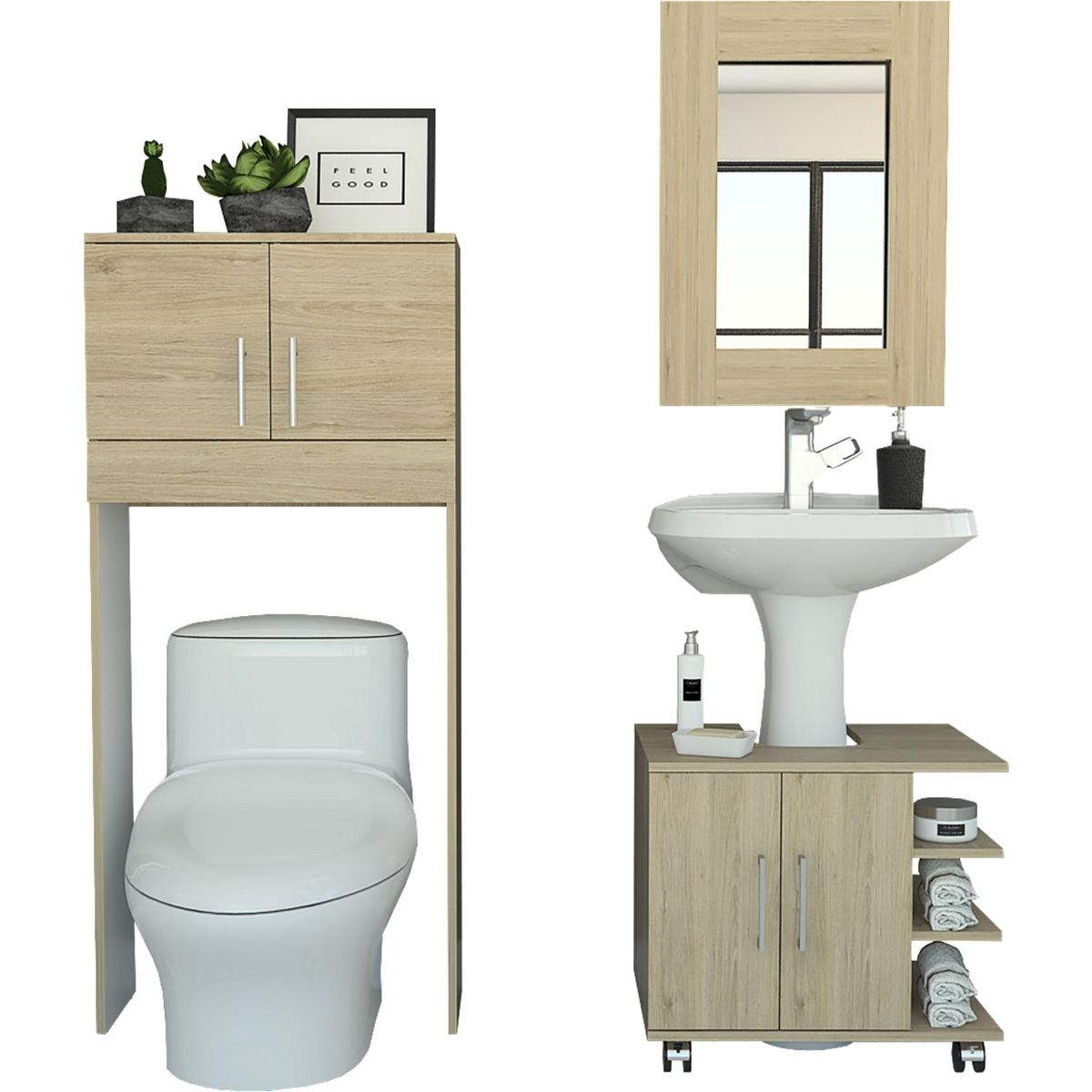 TUHOME - Espejo Optimizador Lavamanos Baño Bath300 Rovere Blanco