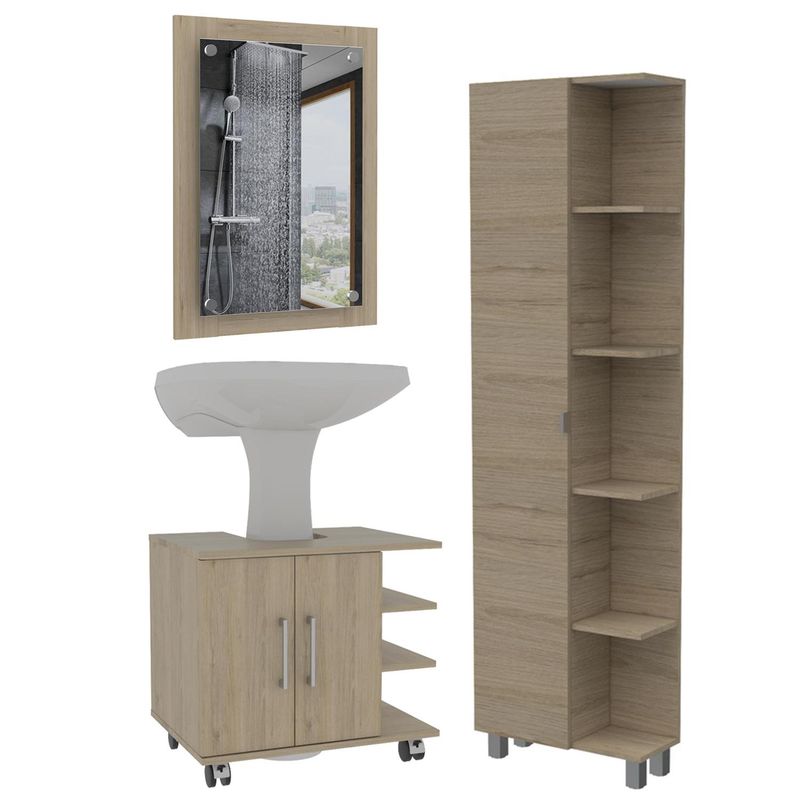 TUHOME - Espejo optimizador lavamanos mueble bath300  rovere blanco