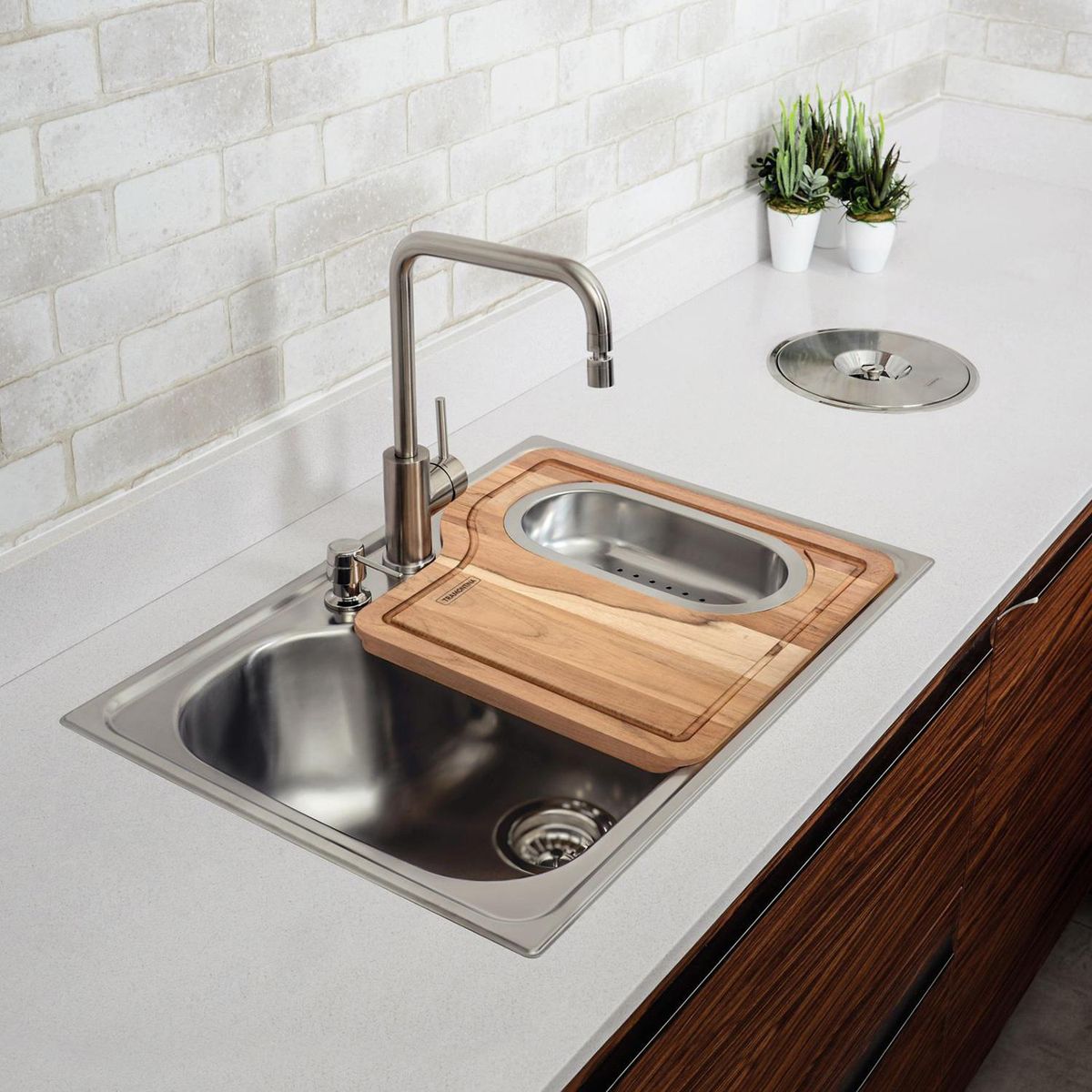 TRAMONTINA - Lavaplatos de Empotrar 1 Cubeta(s) 48.5x21x68.5 cm Acero inoxidable