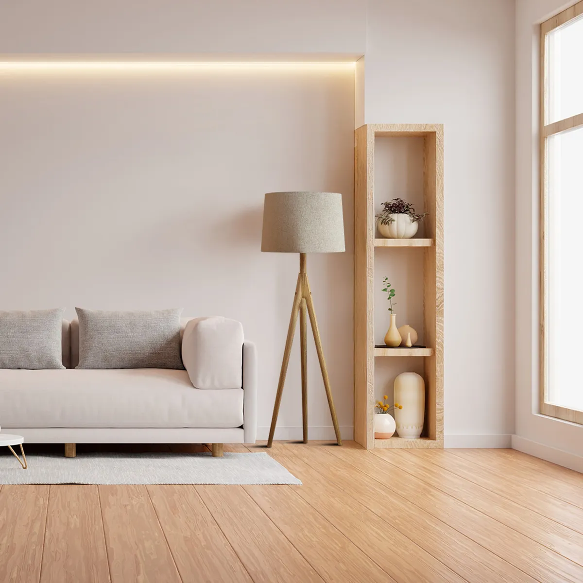 JUST HOME COLLECTION - Lámpara de Pie Ribe Café 38x150 cm