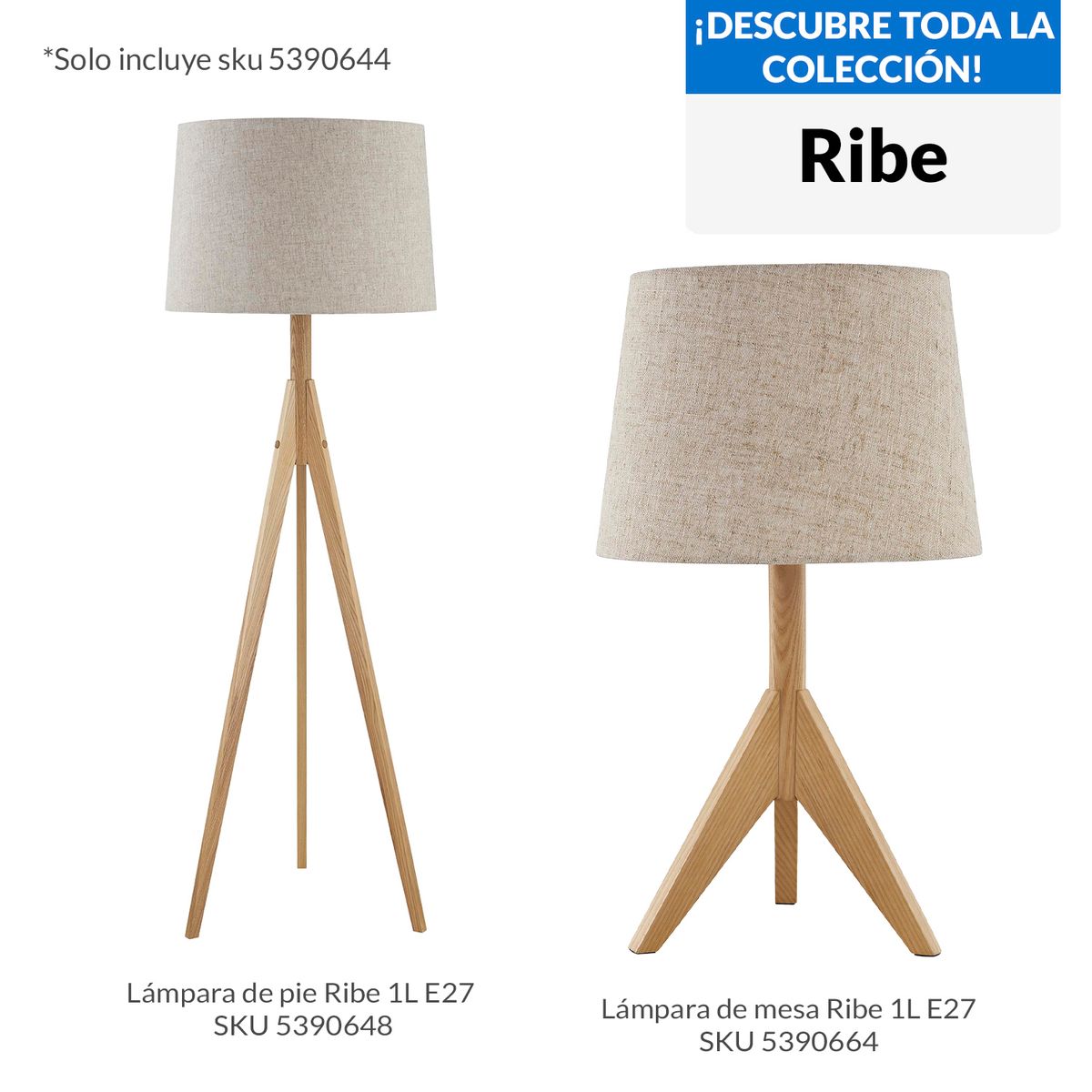 JUST HOME COLLECTION - Lámpara Mesa Ribe Café 45x50 cm