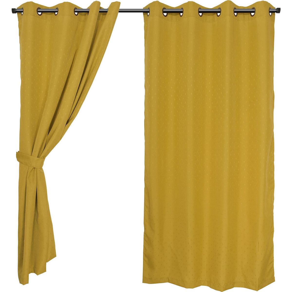 MASHINI - Set cortinas jacquard Sofía 140x220 cm dorado