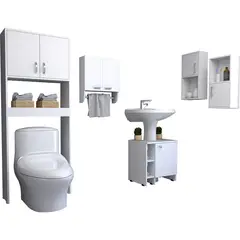 TUHOME - Set 5 muebles de baño blanco