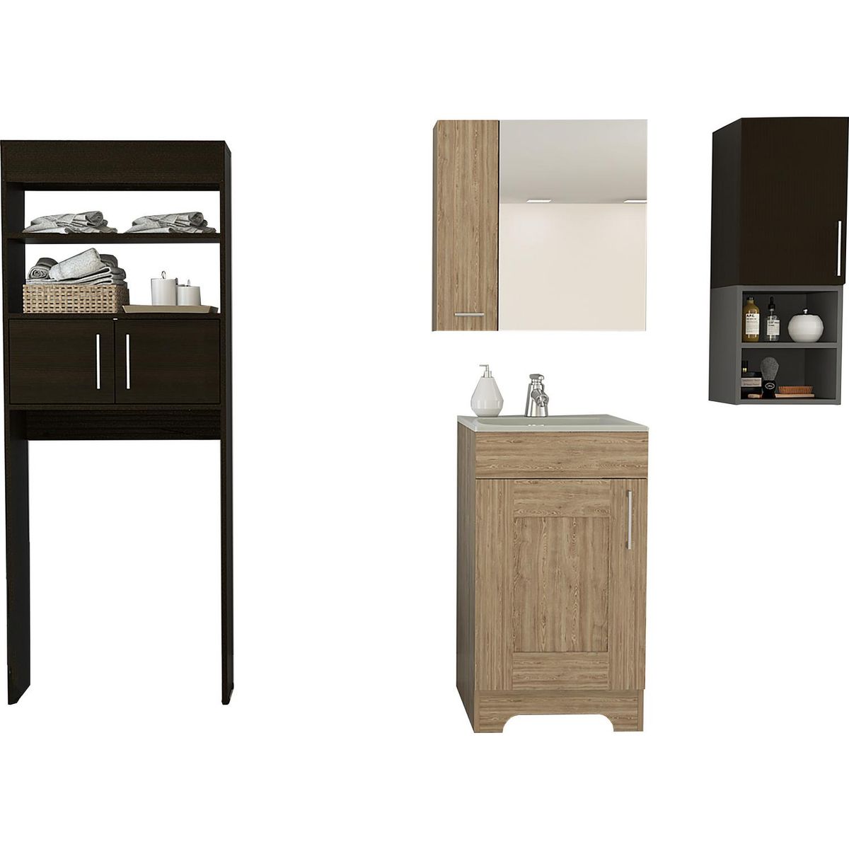 TUHOME - Set Botiquín/Mueble Lavamanos/Mueble Auxiliar/Mueble Optimizador