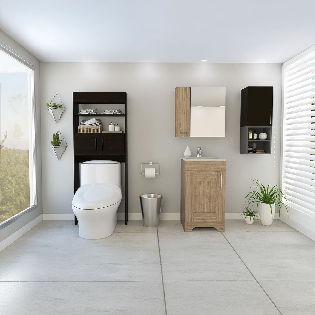 TUHOME - Set Botiquín/Mueble Lavamanos/Mueble Auxiliar/Mueble Optimizador