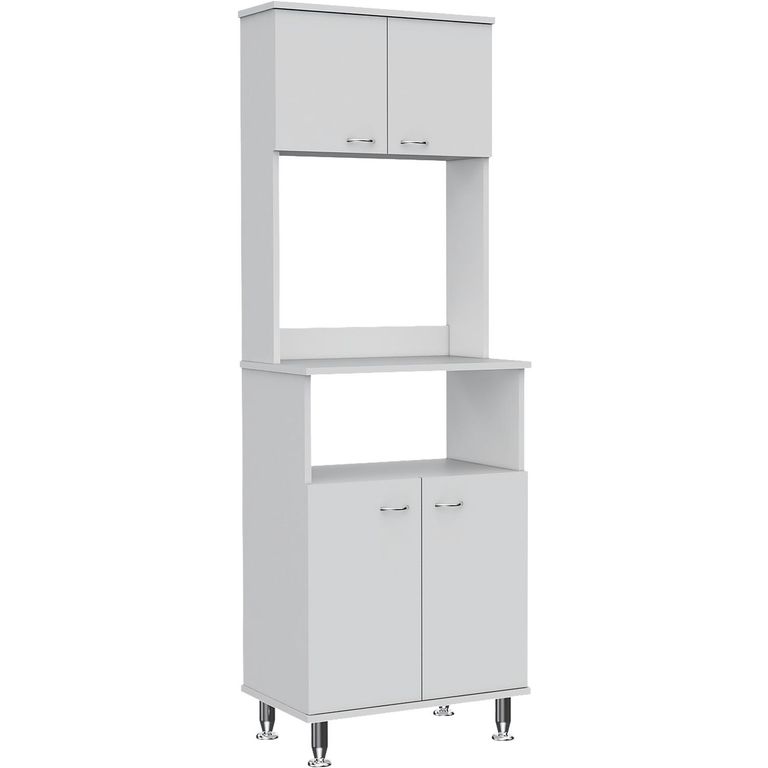 Set mueble microondas + isla de cocina blanco