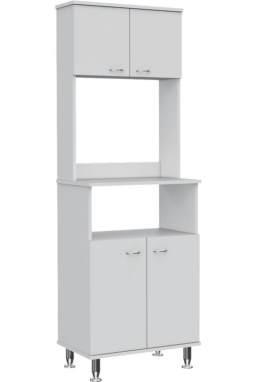 TUHOME - Set mueble microondas + isla de cocina blanco
