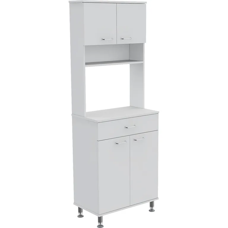 Set mueble microondas + isla de cocina blanco