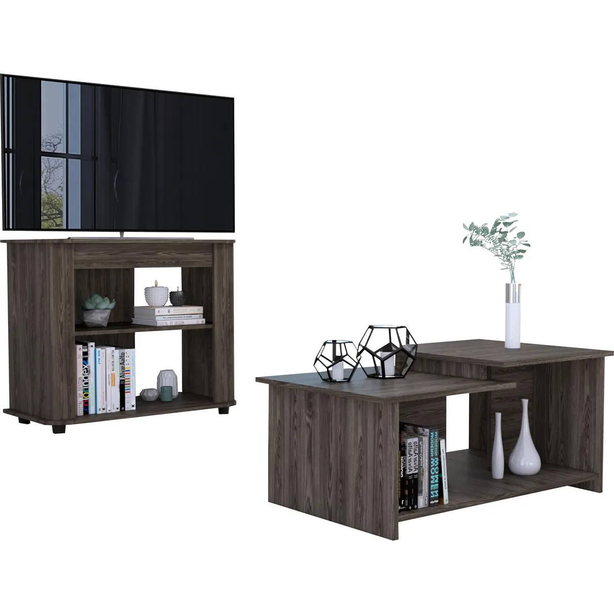 TUHOME - Set rack TV 46" + mesa de centro coñac