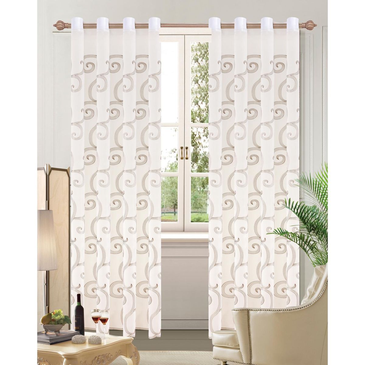 MASHINI - Set de velos Curl 140x220cm blanco/café