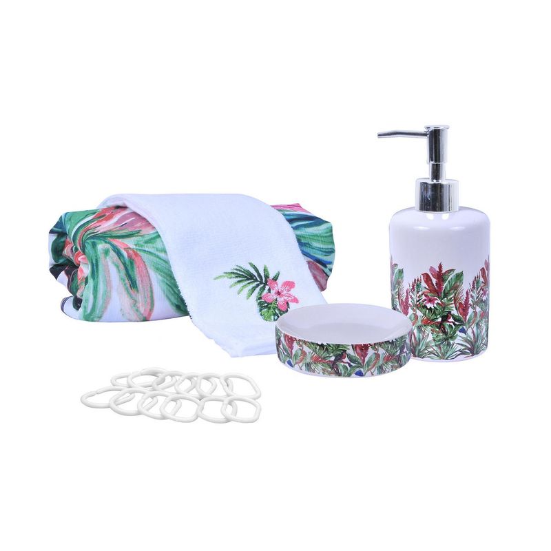 MASHINI - Set cortina 6 piezas poliéster 180x180 cm Tropical multicolor