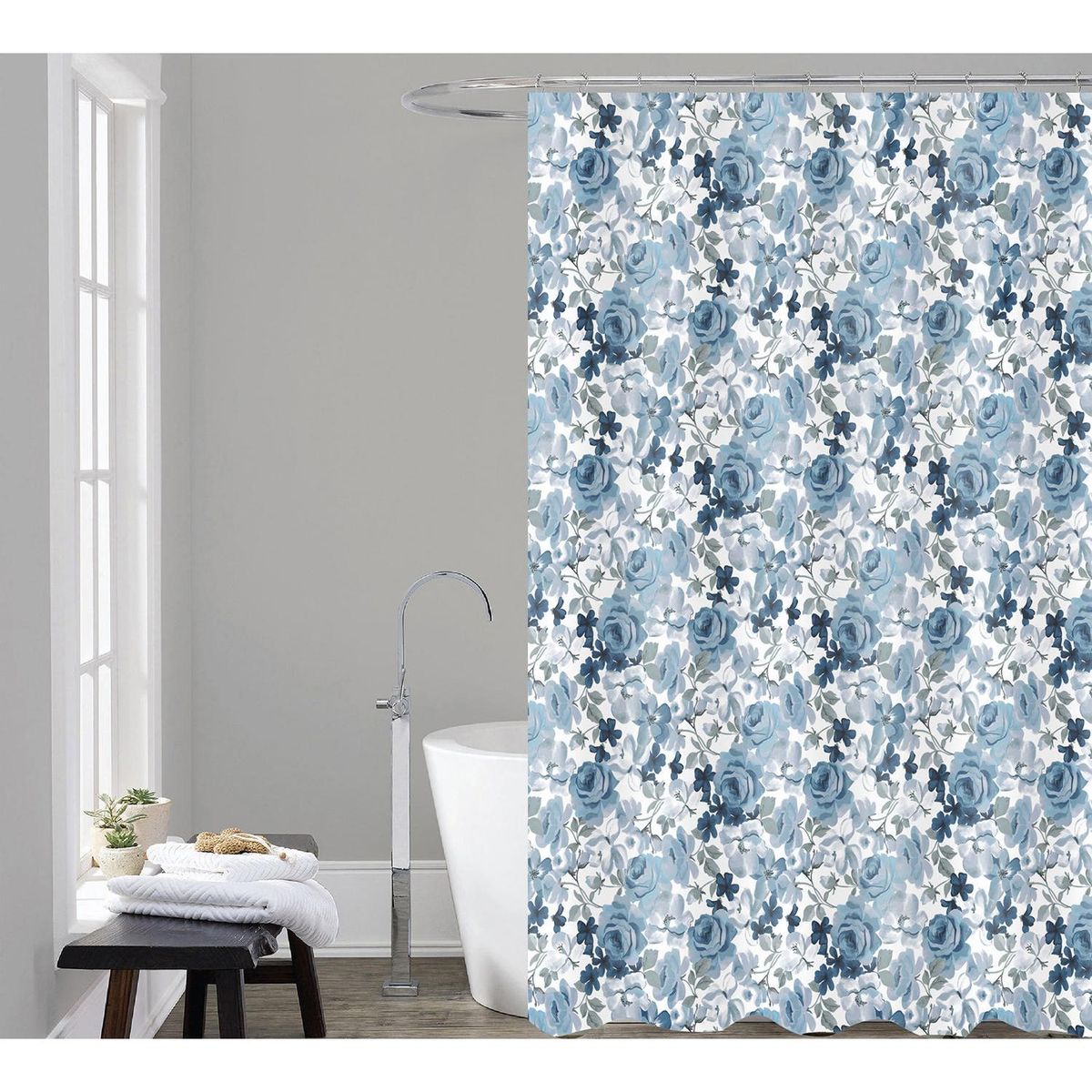 MASHINI - Set cortina 4 piezas poliéster 180x180 cm Roses multicolor