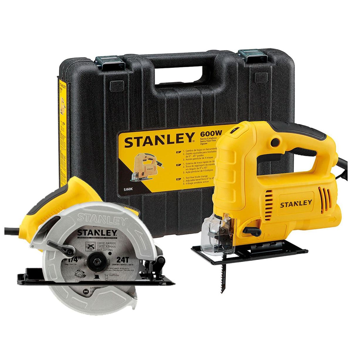 STANLEY - Kit Eléctrico Sierra Circular 1600W + Sierra Caladora 600W