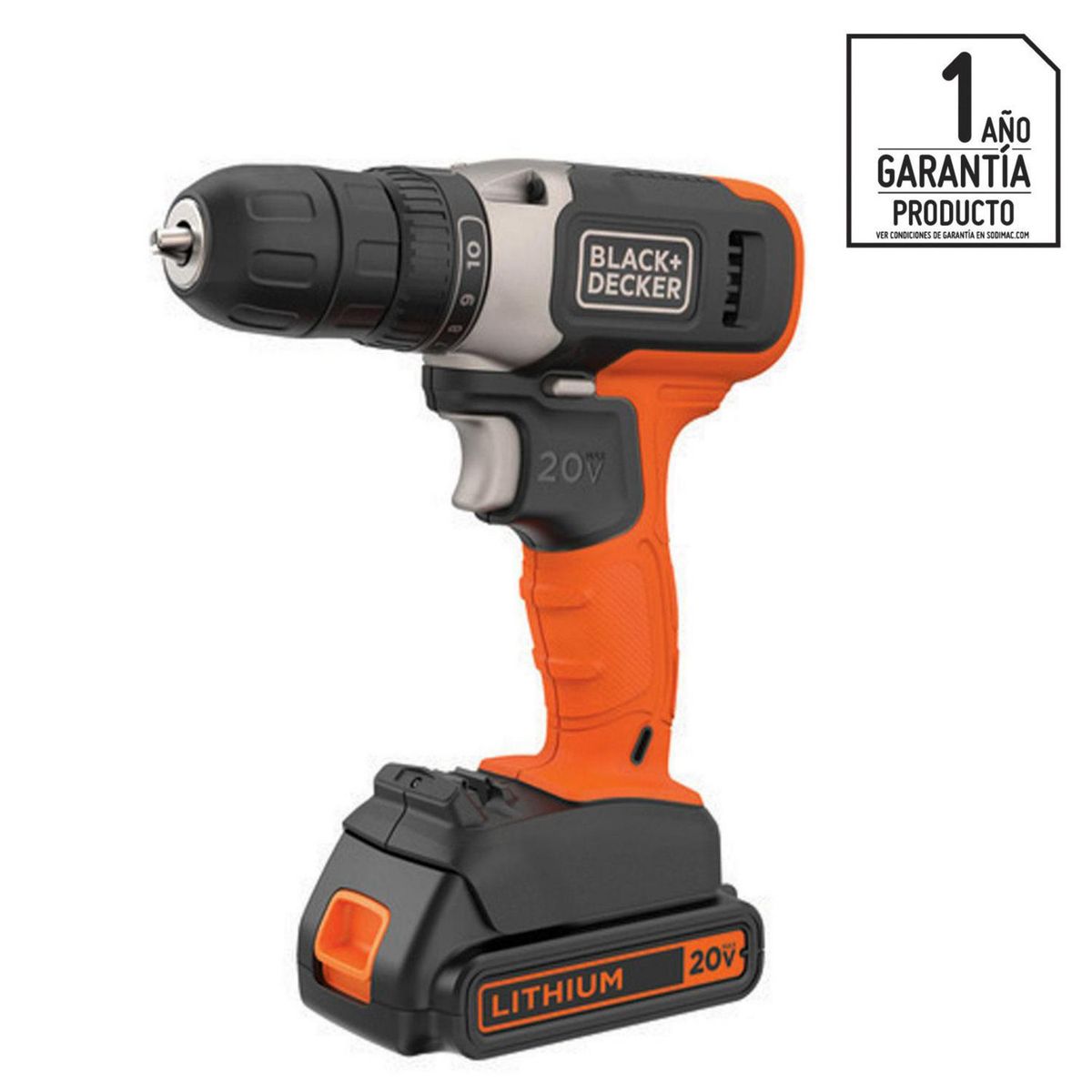 BLACK+DECKER - Taladro inalámbrico atornillador 10 mm 20V + 1 batería