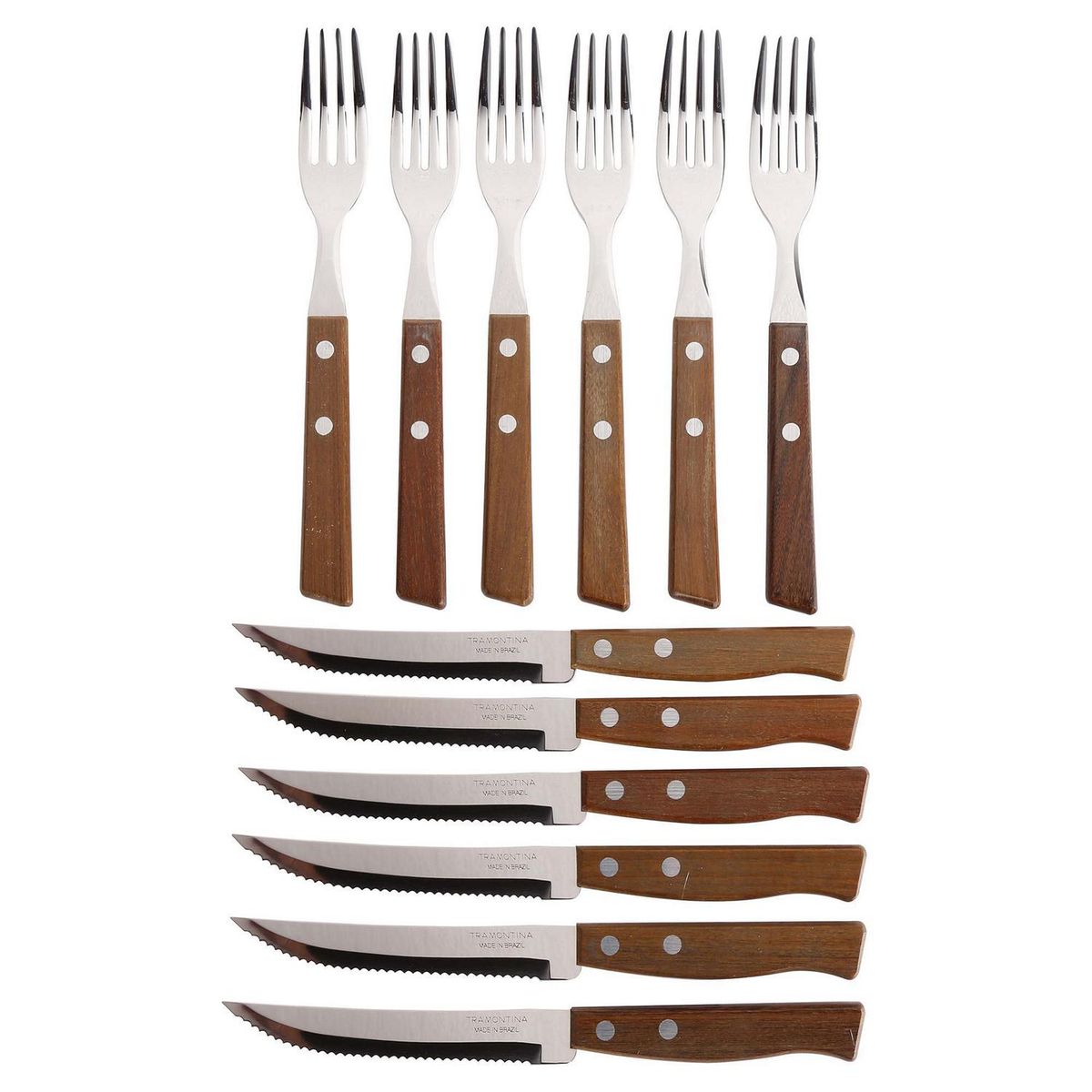 TRAMONTINA - Juego De Cubiertos Madera 12 Piezas
