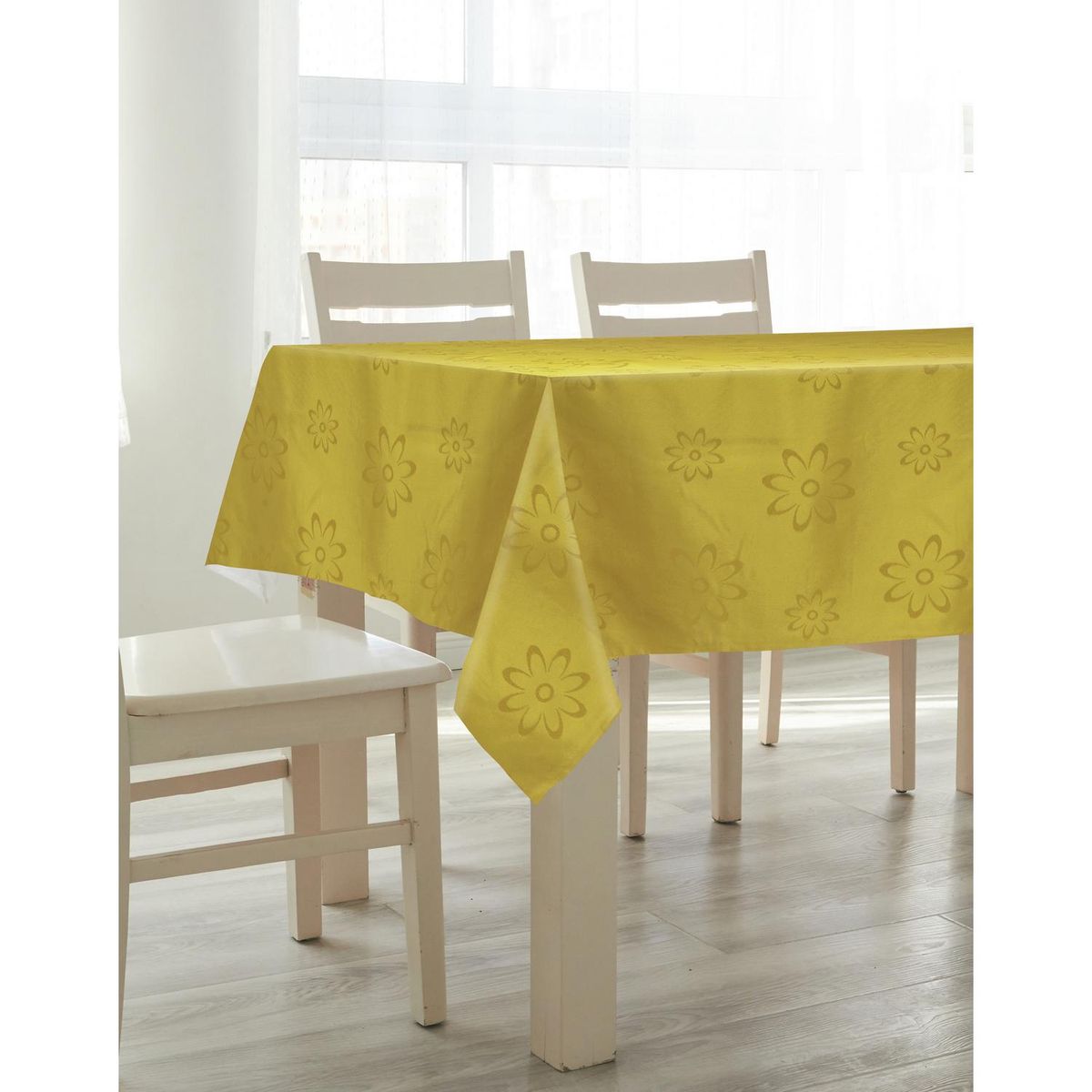 MASHINI - Mantel Agatha 180x180 cm amarillo cuadrado poliéster